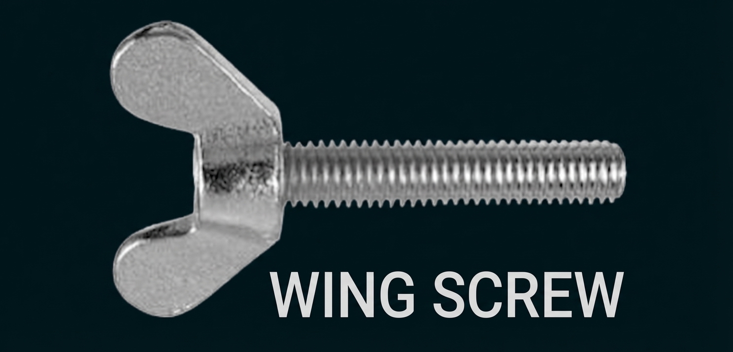 Metallische Flügelschraube mit Gewinde auf weißem Hintergrund